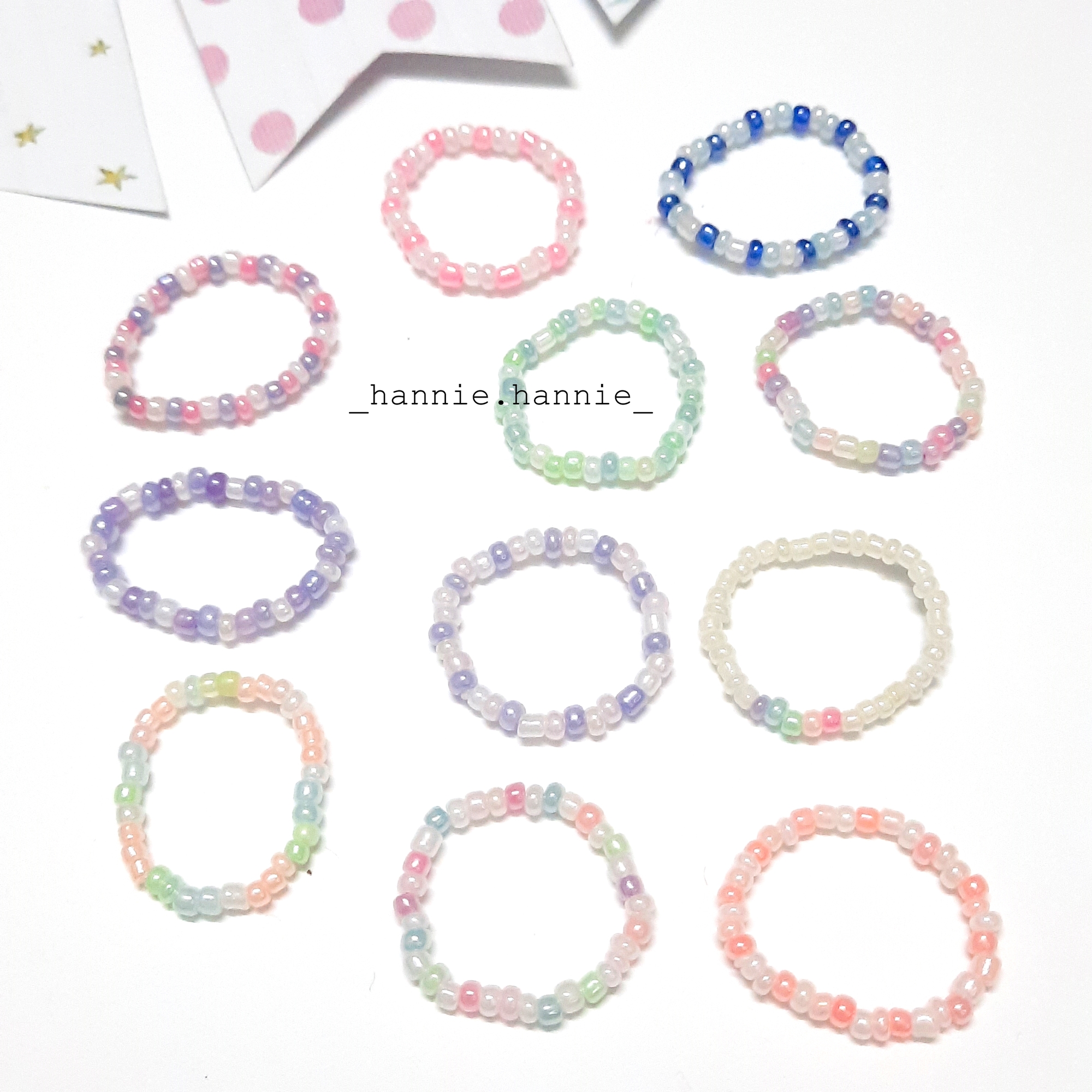 EMMIE - Nhẫn hạt cườm nhựa handmade (Xanh lá/Xanh dương/Tím/Cam/Hồng/Mix)