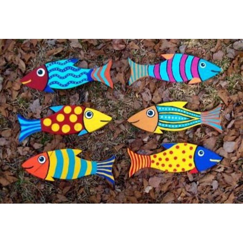 cá gỗ tô màu cá gỗ decor con thú tô màu decor