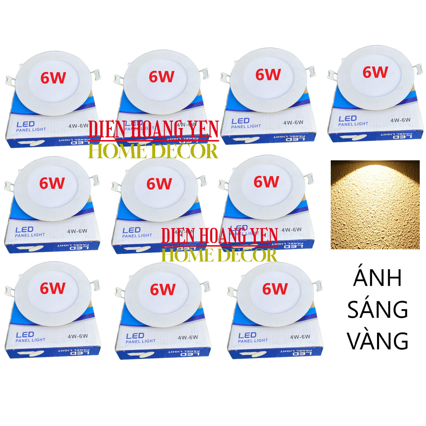 Bộ 10 đèn LED âm trần 6w gắn trần thạch cao