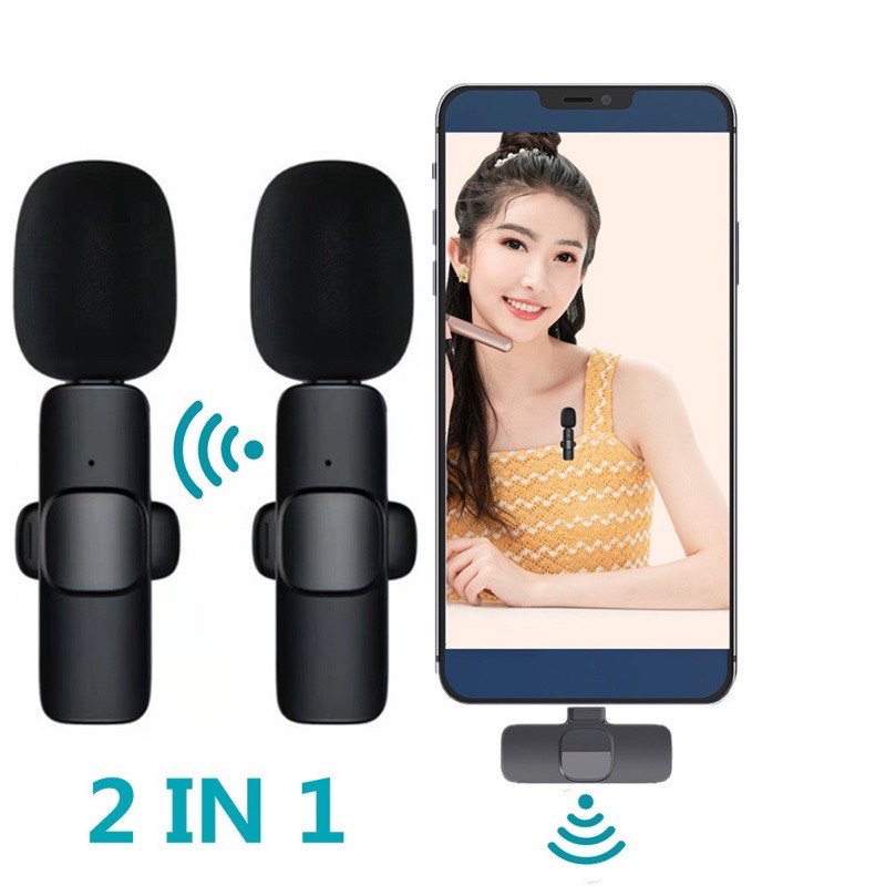 Mic thu âm không dây cài áo lọc tiếng ồn model K9, kết nối ổn định, bắt nhạy, thời gian thự tự động không có độ trễ - Hàng chính hãng - Bảo hành 12 tháng