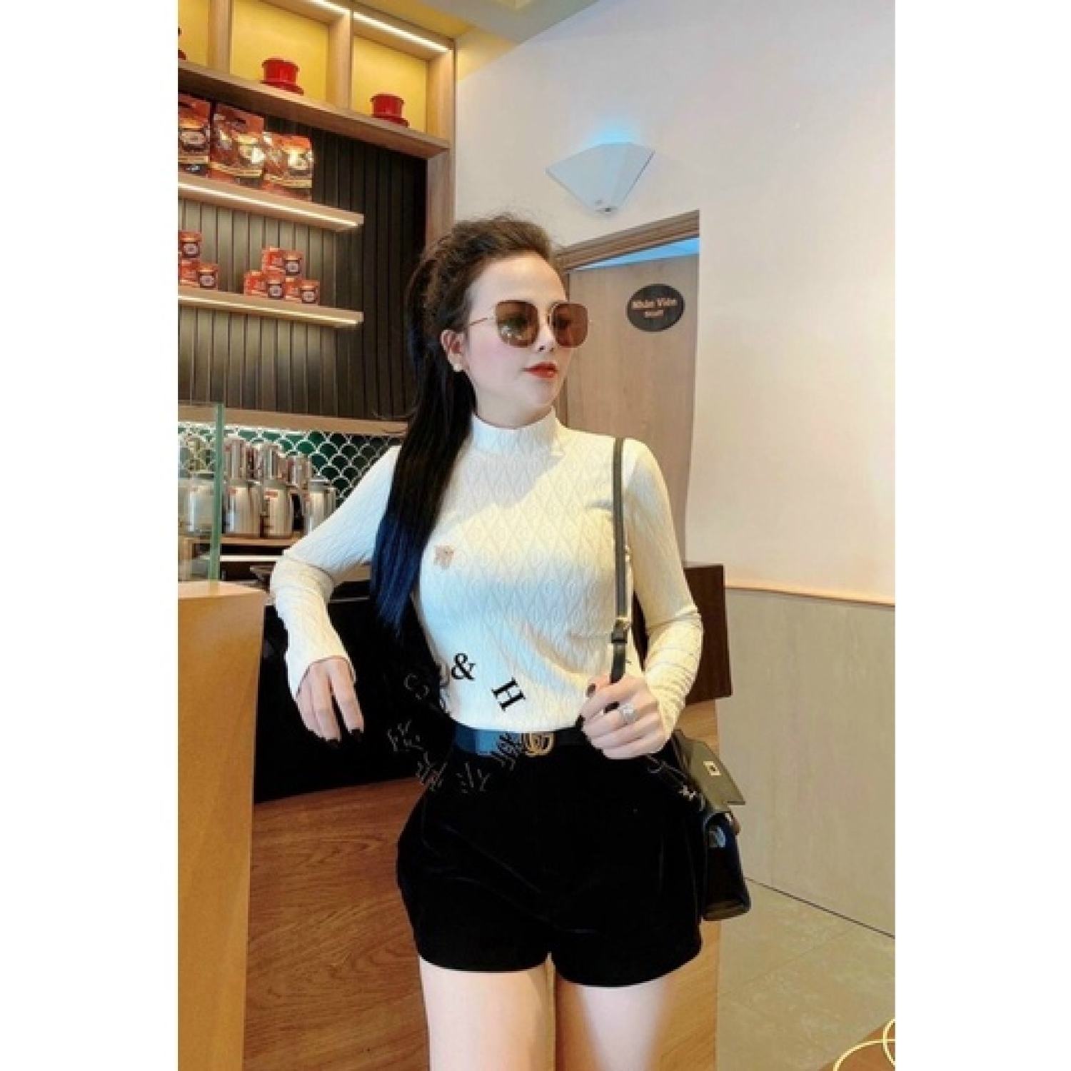 Áo cổ 3 phân Vân nổi lót lông kèm tag