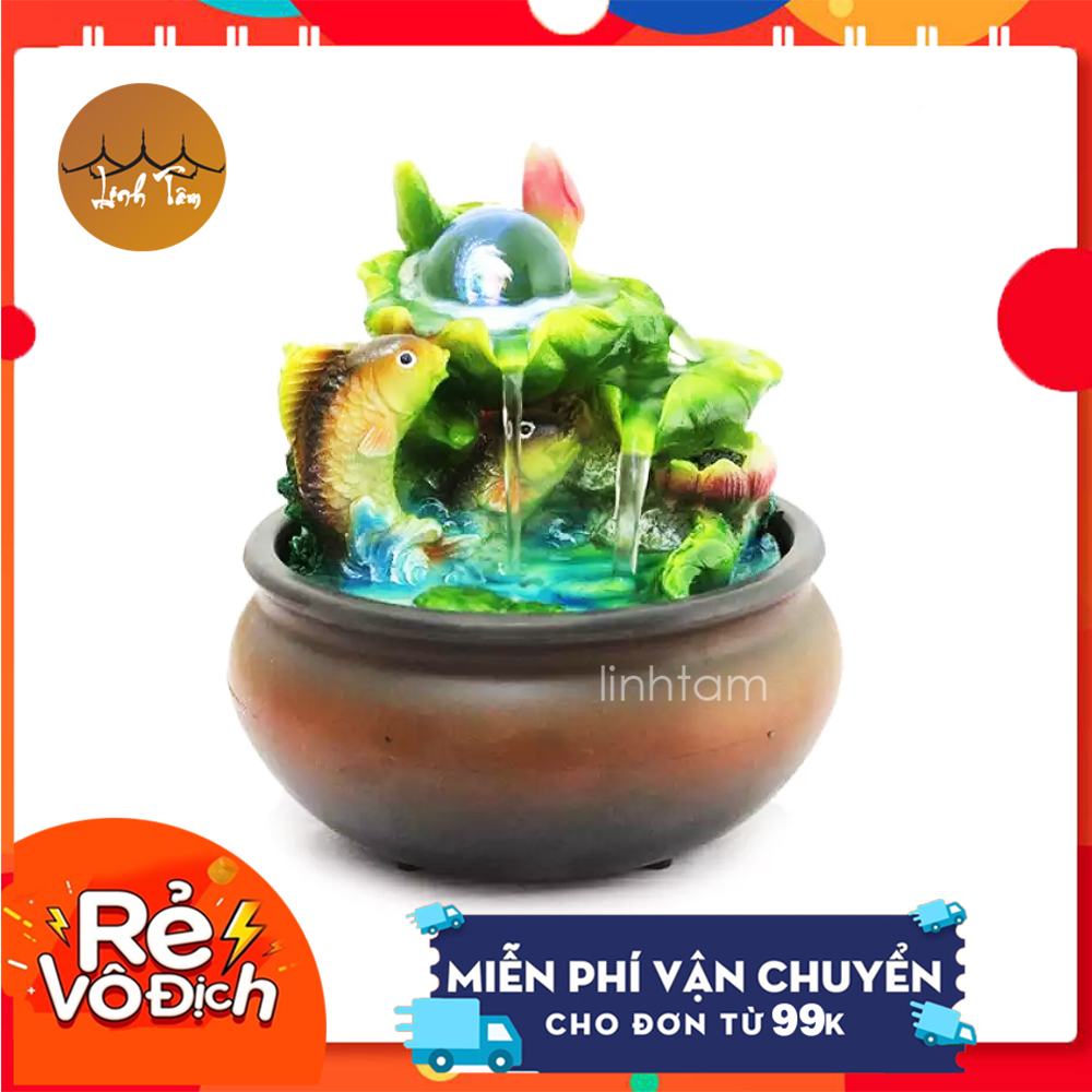 Thác nước phong thủy cá chép tài lộc