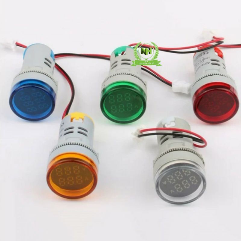 Đèn báo hiển thị kép Volt(20-500V) + Ampe(0-100A) ED16-22VAD