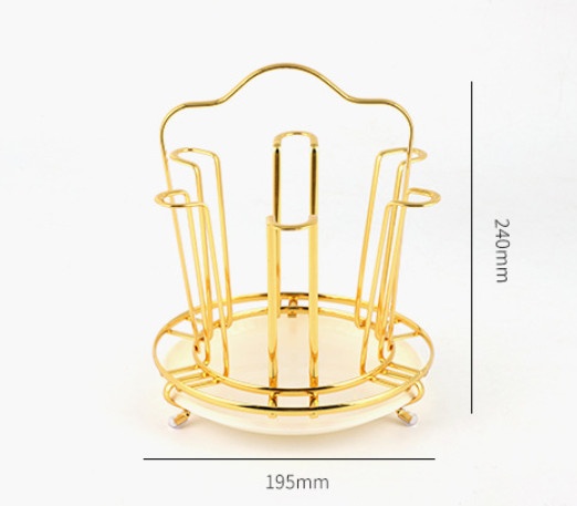 Kệ úp cốc ly bằng hợp kim mạ vàng tặng kèm khay hứng nước