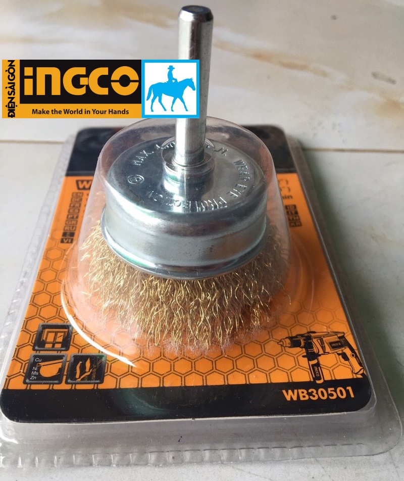 Bánh cước có cán 75mm Wire Cup Brush INGCO WB30751