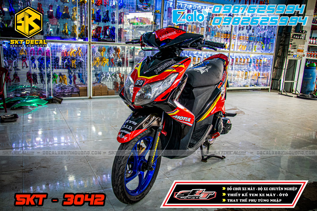 tem trùm xe luvias đỏ đen motul