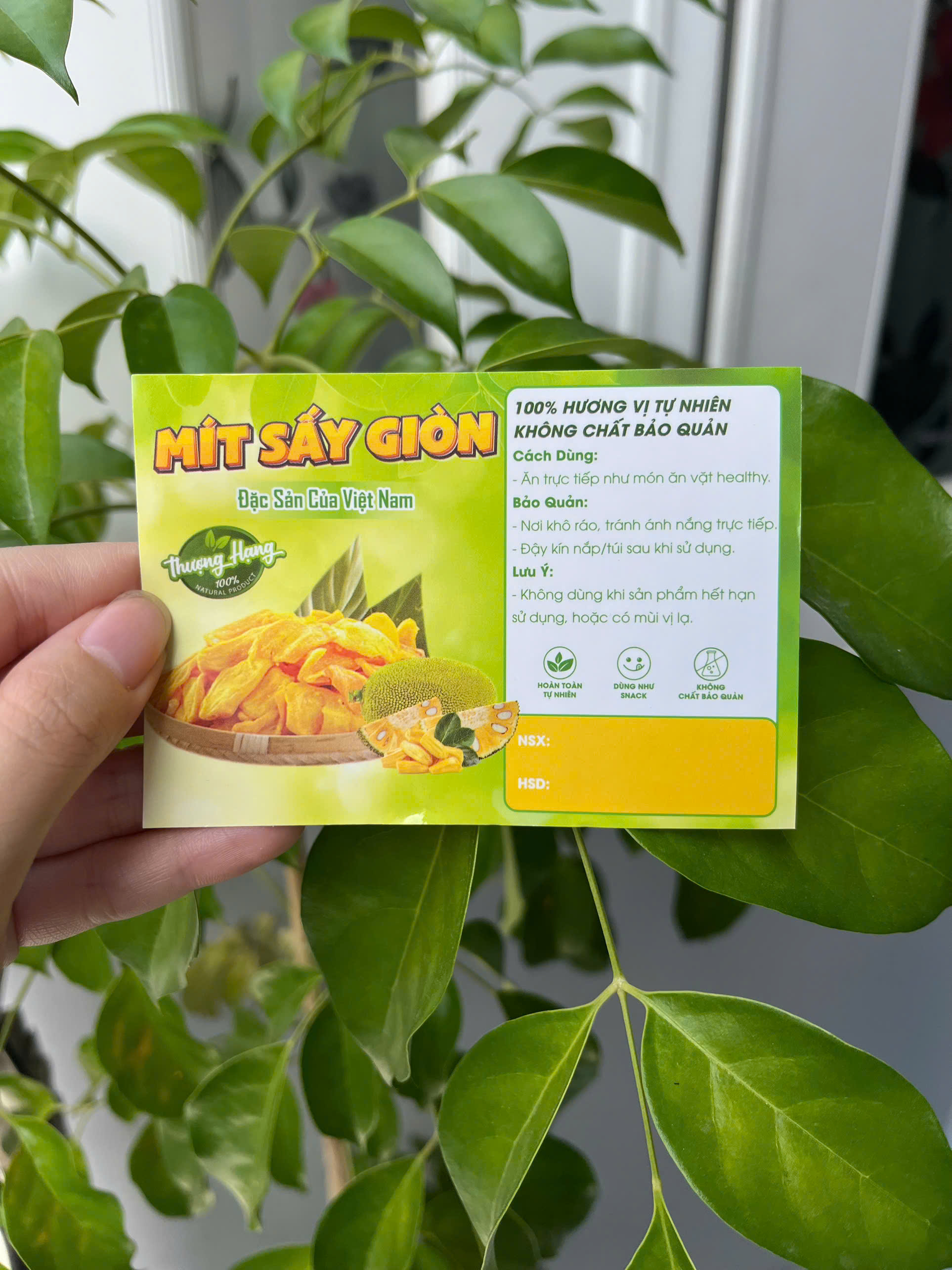 50 Tem Dán “Mít sấy” 7x10 cm - Cán Bóng, Dày, Đẹp