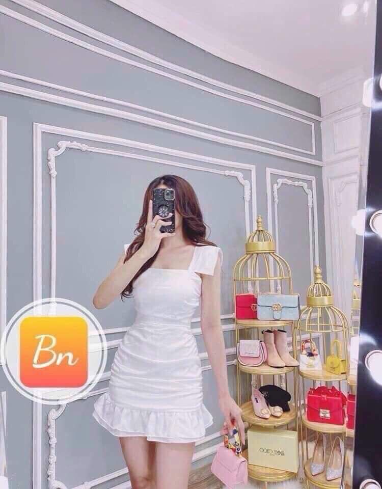 [HCM]Đầm 2 dây đuôi cá bản lớn nhún bèo