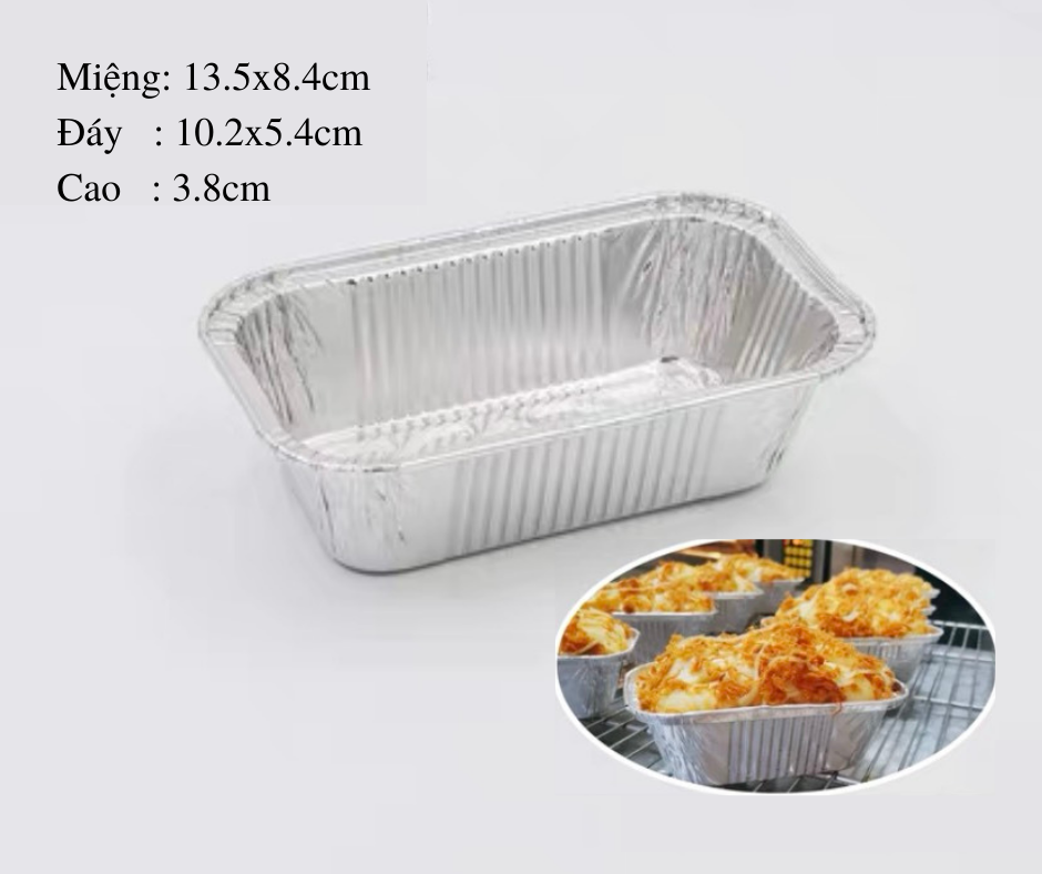 Khay giấy bạc hình chữ nhật size 13cm