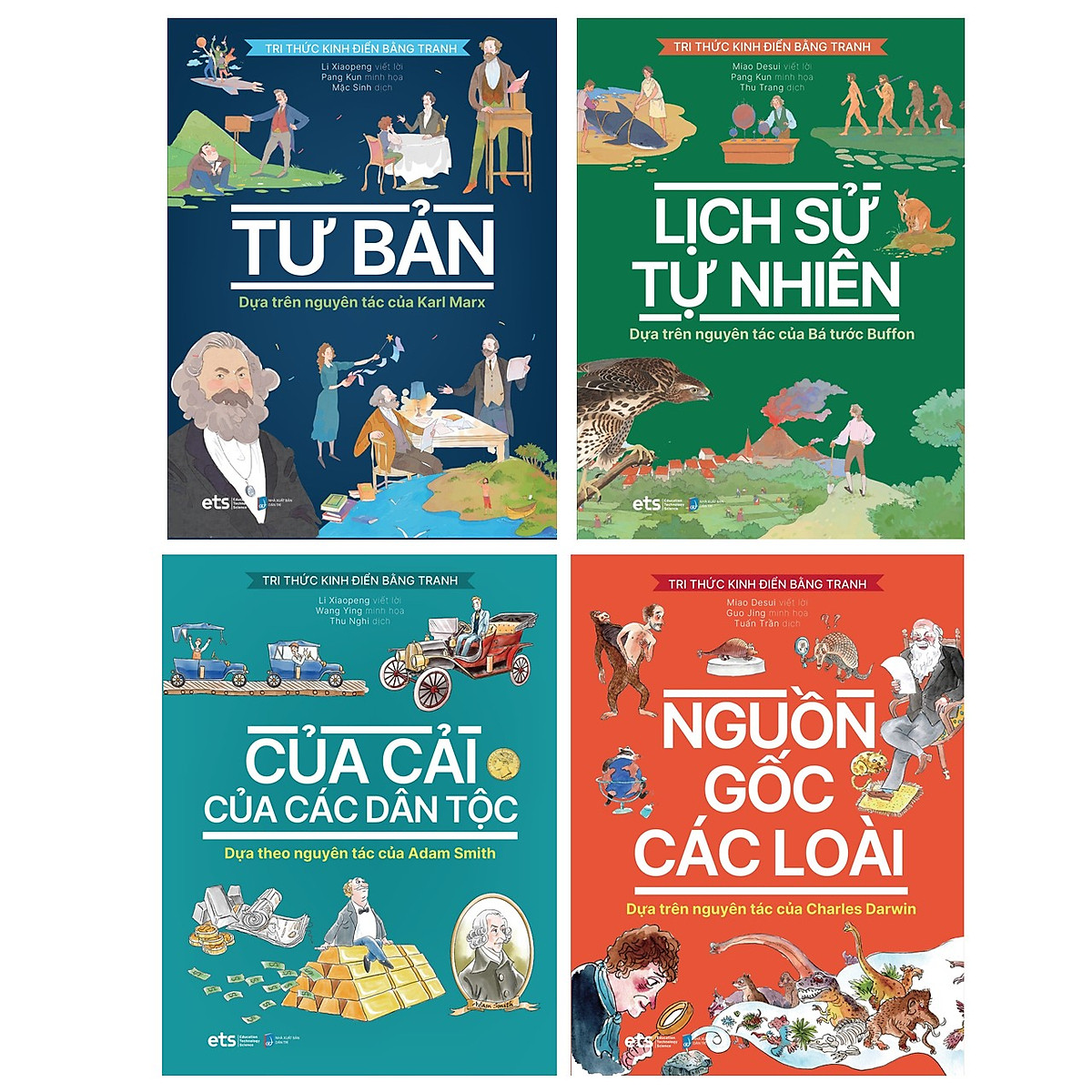 Combo Tri Thức Kinh Điển Bằng Tranh: Tư Bản + Nguồn Gốc Các Loài + Lịch Sử Tự Nhiên + Của Cải Của Các Dân Tộc [AlphaBooks]