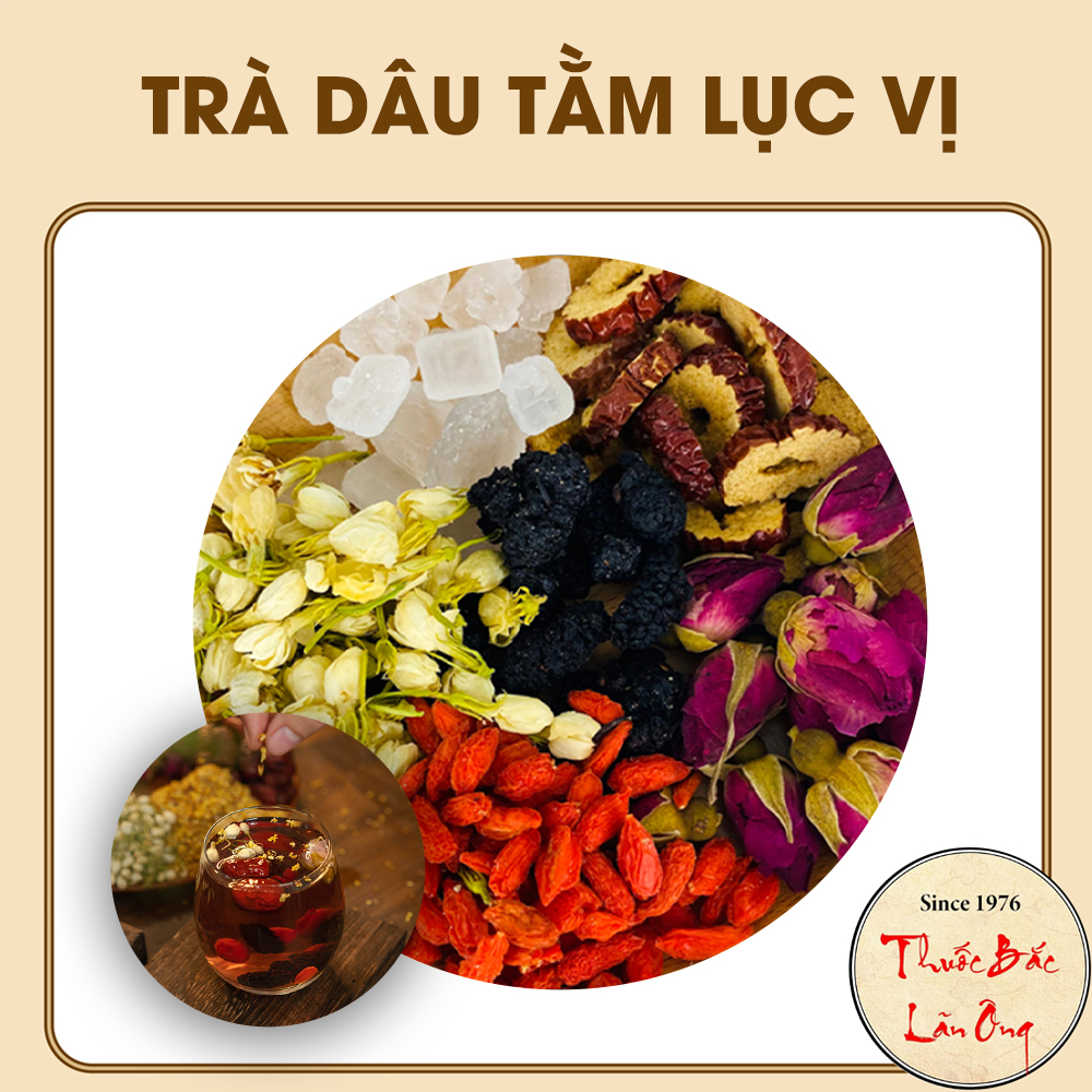 Set trà dâu lục vị mix (Dâu tằm, táo đỏ, hoa hồng tây tạng, kỳ tử, hoa nhài) - Thuốc bắc lãn ông
