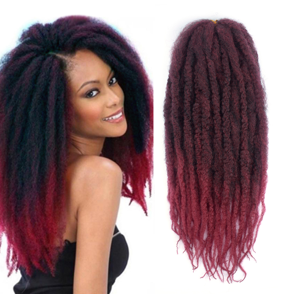 24 "Marley tóc cho Bím Tóc afro kinky Marley id tóc kanekalon tổng hợp Bob Marley Ombre bện phần mở rộng tóc dễ dàng id
