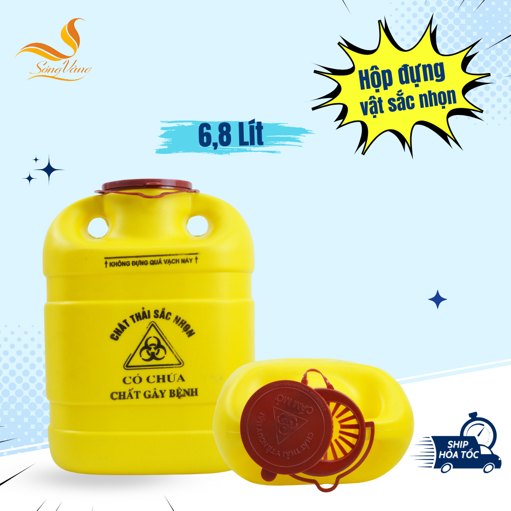 Hộp y tế đựng vật sắc nhọn và bơm kim tiêm y tế 6,8L