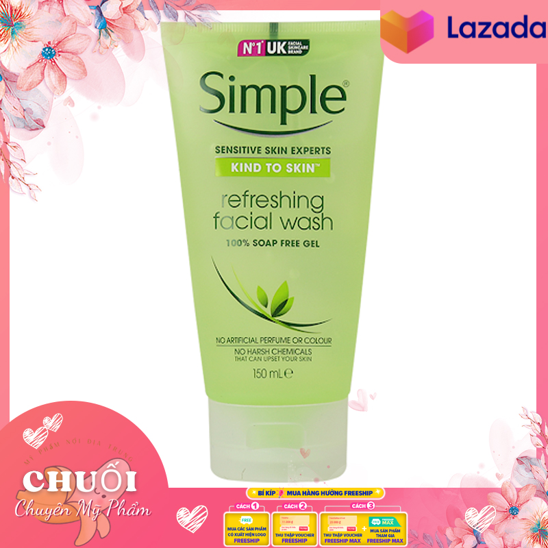 Sữa Rửa Mặt Simple Gel Kind To Skin Refreshing Facial Wash Gel 150ml | Sữa rửa mặt simple gel kind to skin 150ml [SALE BANH NÓC]