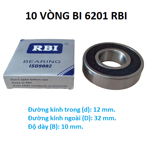10 vòng bi 6201RBI chất lượng cao