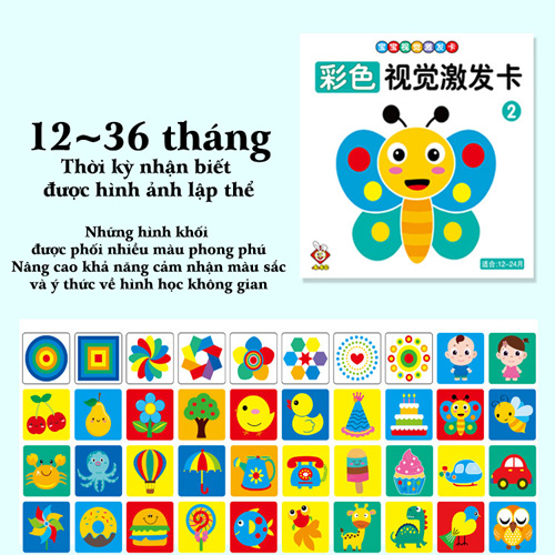Bộ thẻ flashcard kích thích thị giác phát triển não bộ cho bé 20 tấm 40 hình