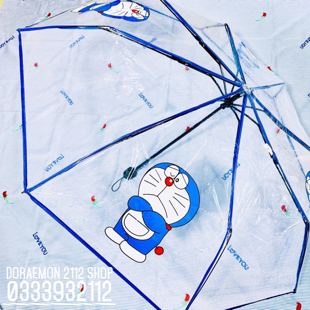 Dù gấp cầm tay trong suốt Doraemon size lớn