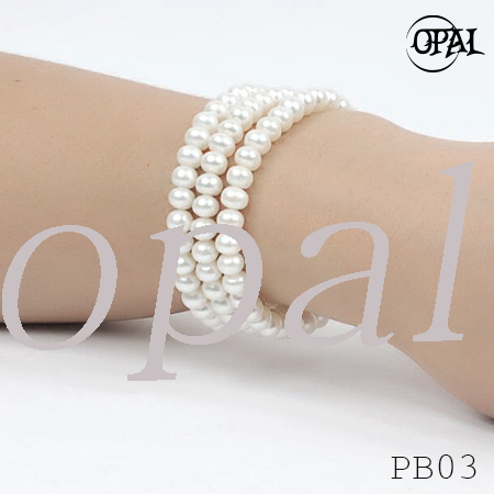 Pb03 -chuỗi vòng tay ngọc trai 3 vòng opal