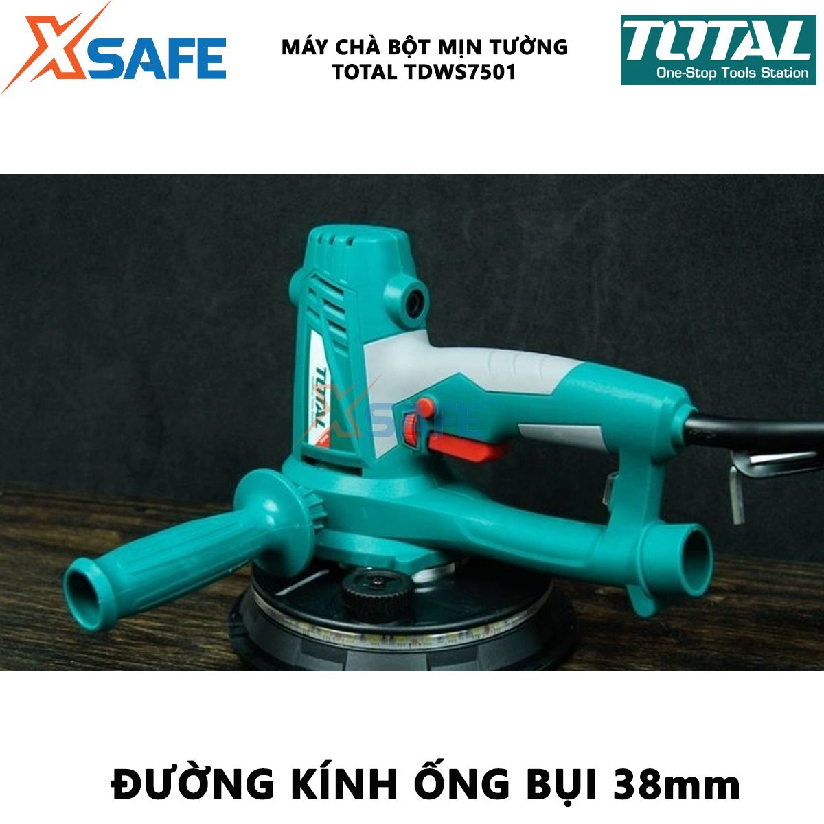 Machine scrub powder smooth wall Total TDWS7501 | machine scrub smooth wall capacity: 750W attached 5 pieces sanding, 2 ống bowel chicken and 1 dust bag, used for polishing the surface of the wall before painting [XTools] [xsafe]