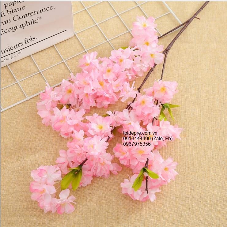 20 cành đào phai hiểu hoa kép Nhật dài 1m - cây hoa giả như thật