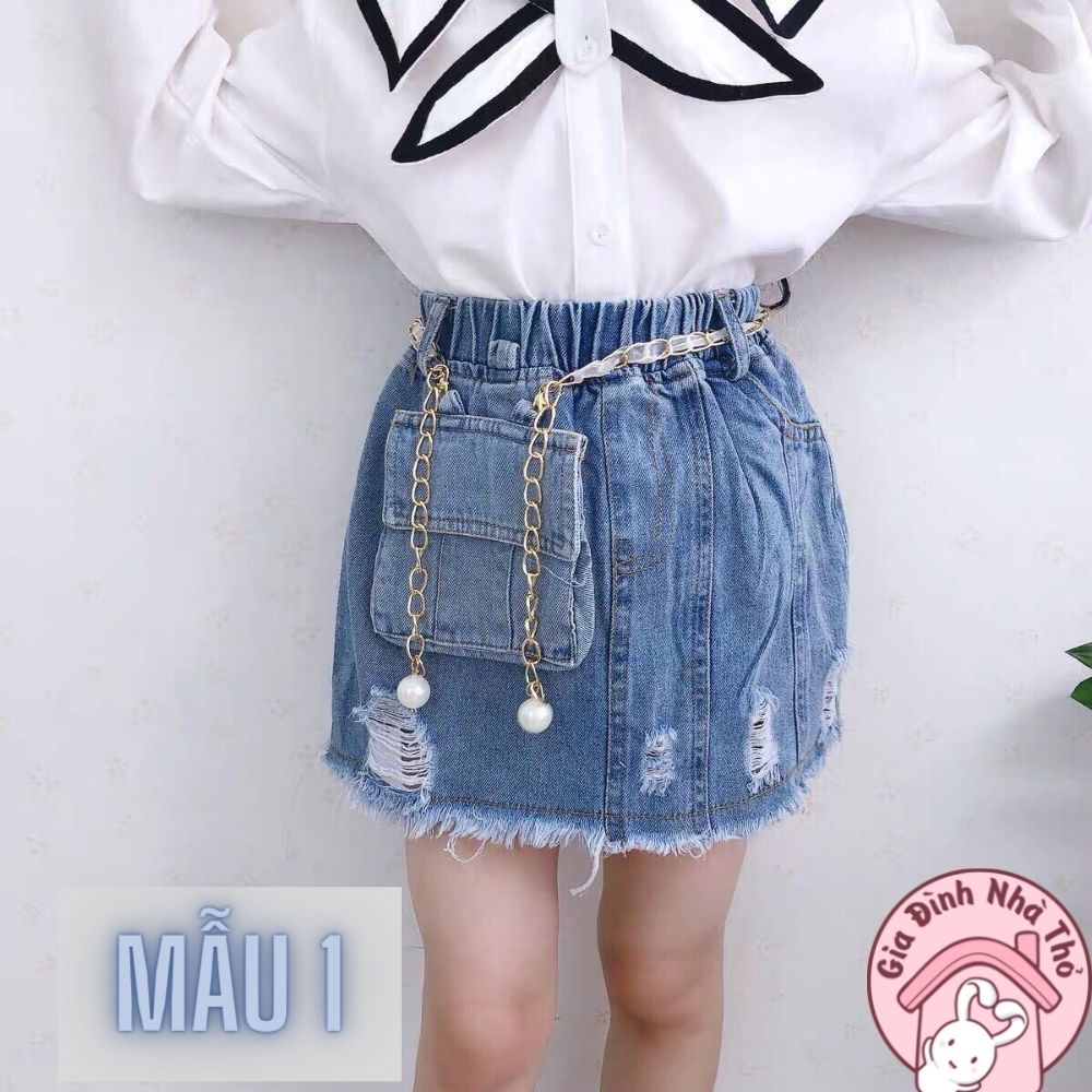 (12-30kg) Chân váy đầm jean bò cho bé gái