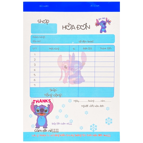 Hoá đơn 1 liên hình 50 tờ (HÌnh ngẫu nhiên)