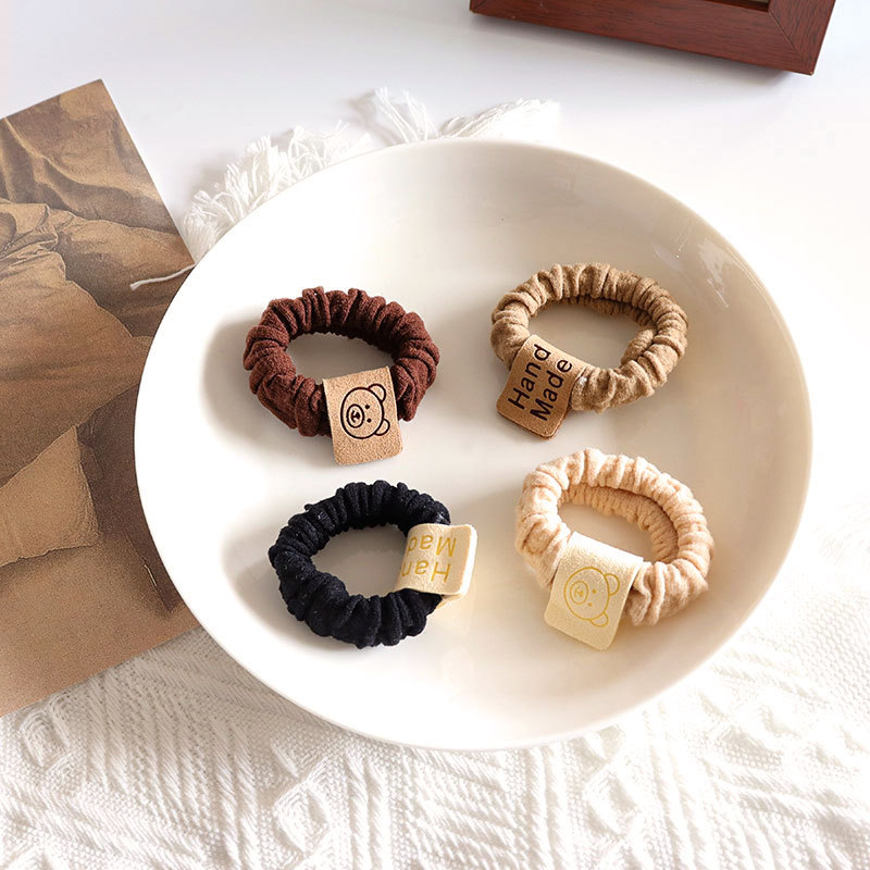 Dây thun cột tóc vải thun nhúng mặt gấu handmade dễ thương S25
