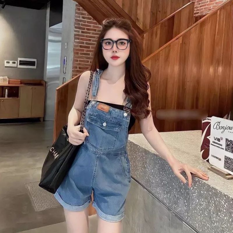 Yếm quần shors jeans bò 2 mầu xanh đen kiểu dáng hàn quốc ulzzang -yếm quần bò , quần yếm -quần short cực xinh và dễ thương - 1989