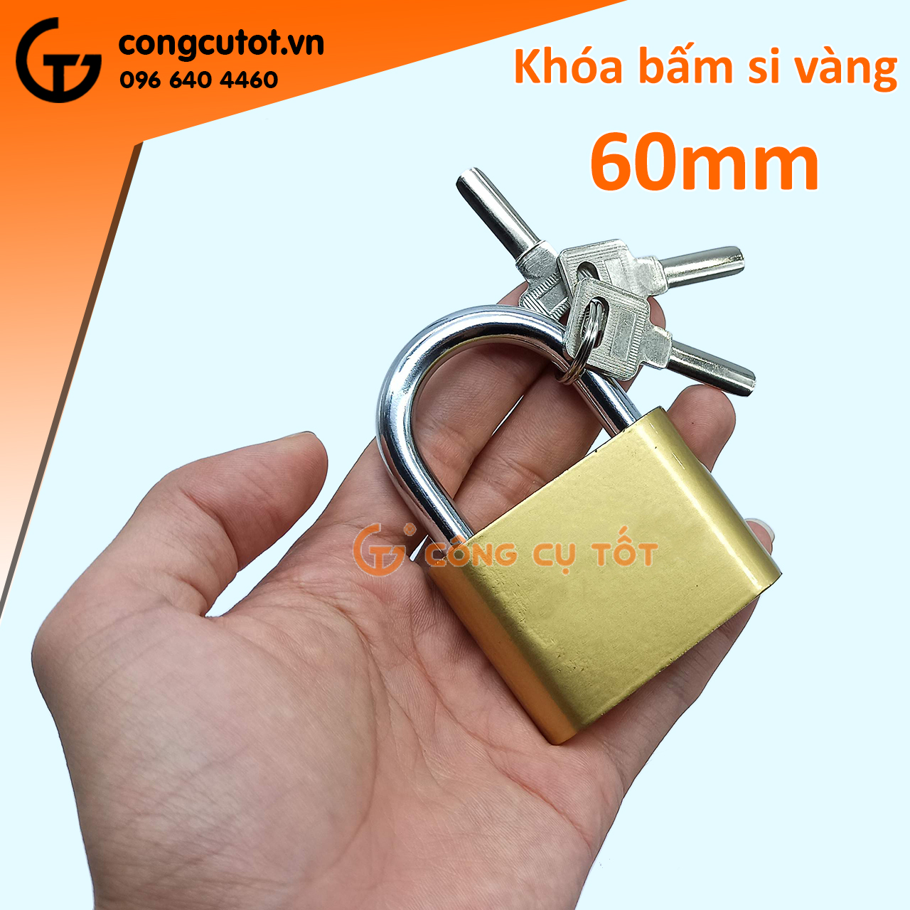 Khóa bấm mini thép si vàng
