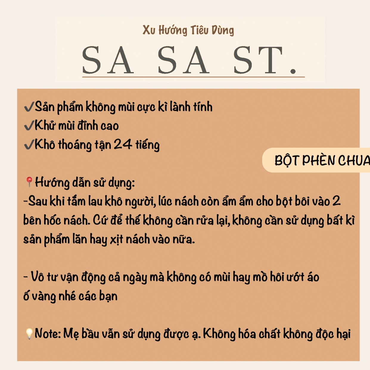 [ BỘT PHÈN CHUA ] Hũ 50gram bột phèn chua đã chưng tri hôi nách - Sasa st.