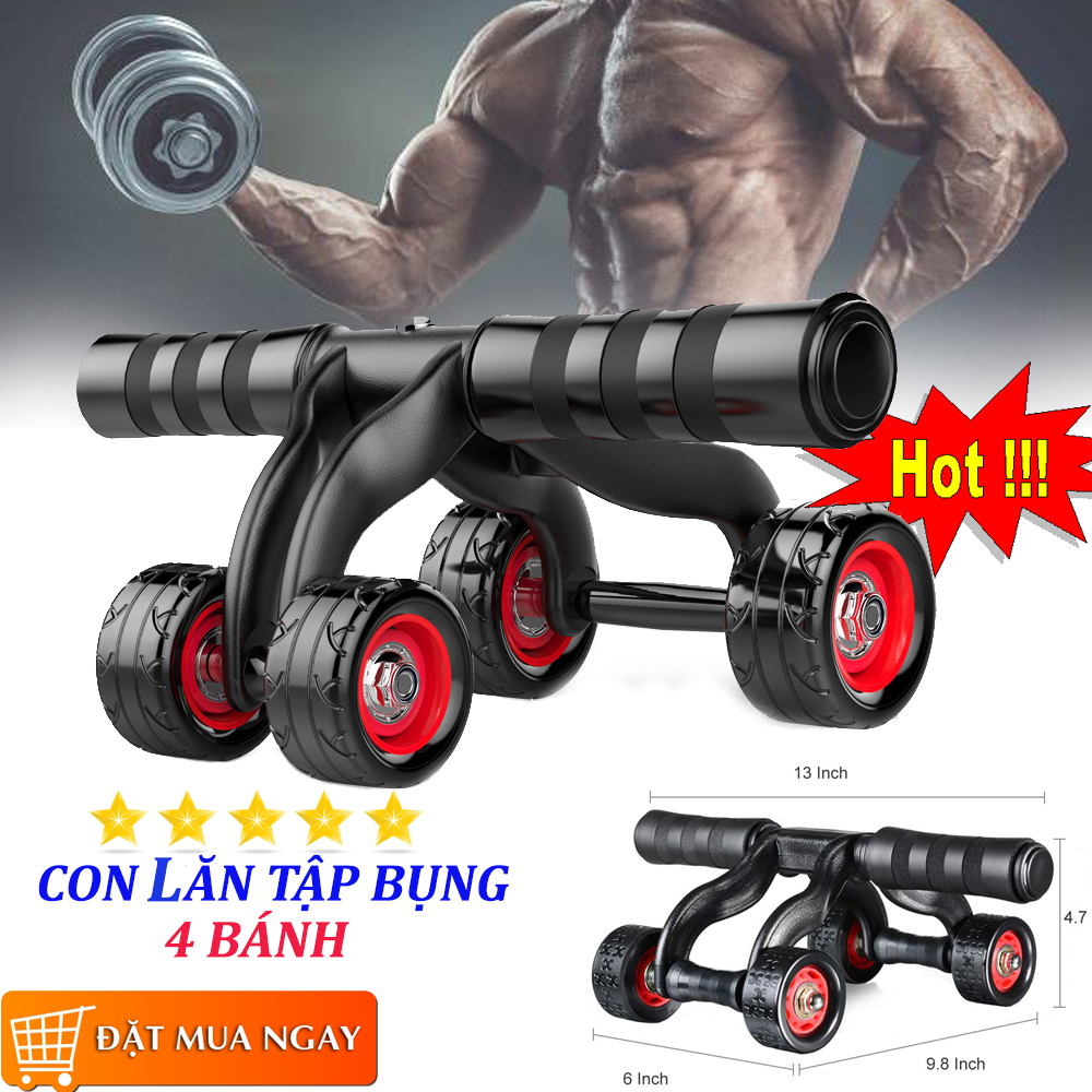 Con lăn tập cơ bụng 4 bánh chính hãng amalife, dụng cụ tập gym, thể hình, tập cơ bụng 6 múi, , đồ dùng tập cơ bụng, dụng cụ tập cơ bụng
