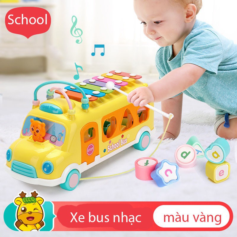 Đồ Chơi Xe Bus Thả Hình Đánh Đàn Cho Bé