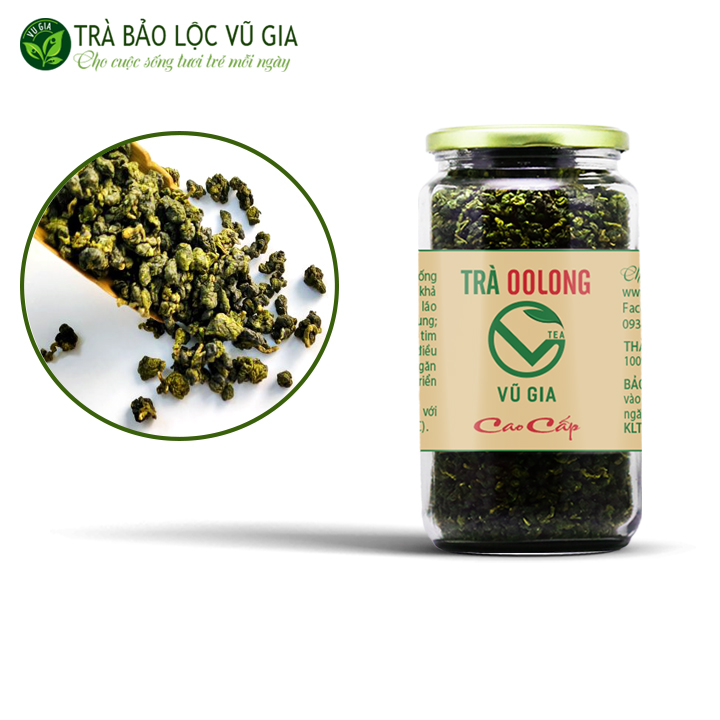 Trà Oolong (Ô Long/Olong) Kim Tuyên Cao Cấp Nguyên Chất Vũ Gia (85g/hũ) - Giảm cân an toàn, thanh nhiệt cơ thể tăng cường hệ miễn dịch, sức đề kháng