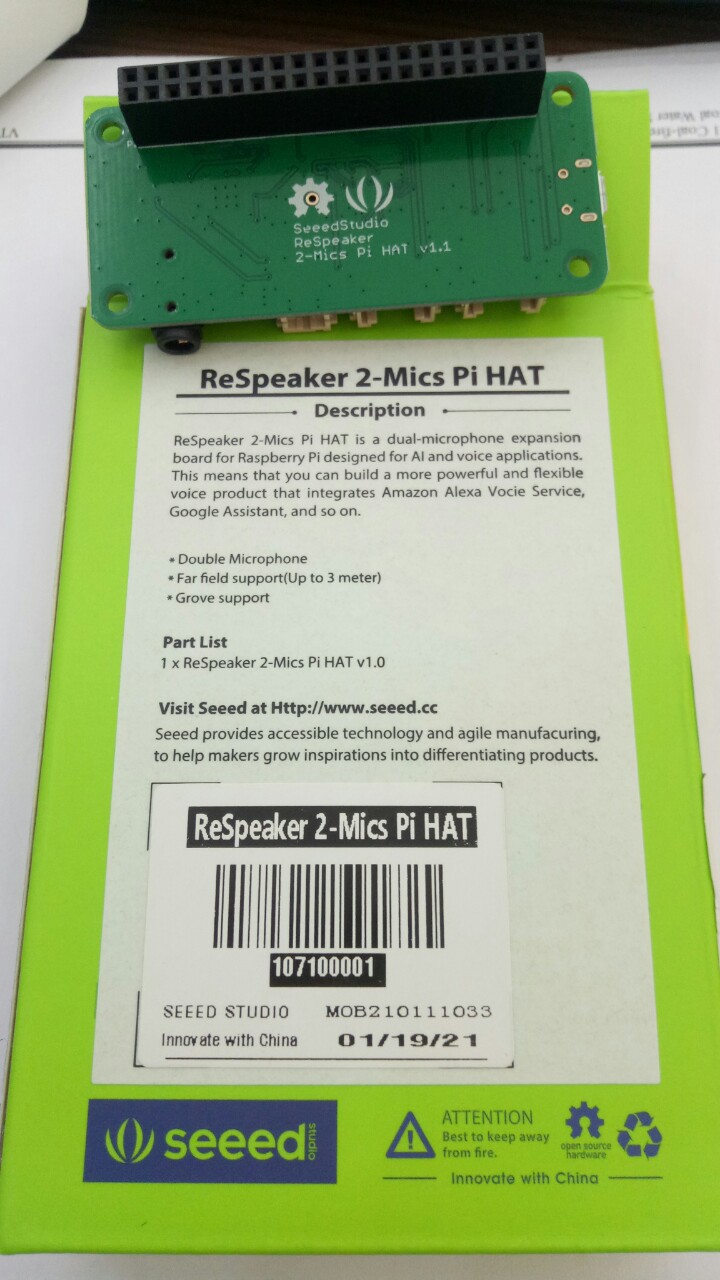 Bo Mạch Pi HAT Raspberry Pi Seeed ReSpeaker 2