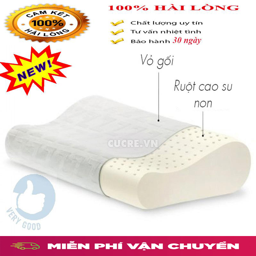 Gối Gối Ngủ Cao Su Non Nhật Bản - Gối Cao Su Non Chống Đau CổVaiGáyThành Phần 100% Cao Su Tự Nhiên - Bảo Hành Toàn Quốc 12 Tháng