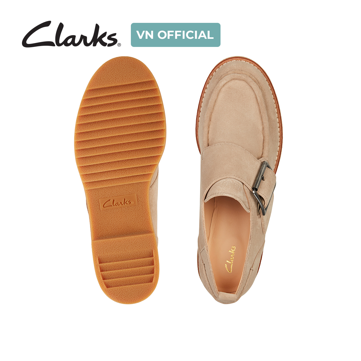 Giày Cao Gót 4cm Da Lộn Nữ Clarks - Eden Mid Monk