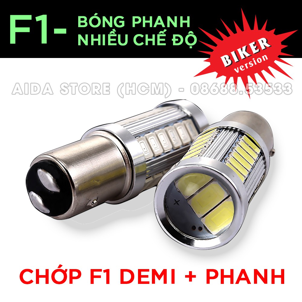 01 BÓNG LED PHANH STOP CHỚP F1 NHIỀU CHẾ ĐỘ 2 TIM- 1157 BAY15D CHO WINNER, RAIDER, WAVE