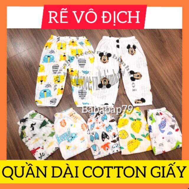 Quần chục dài cotton giấy cho bé