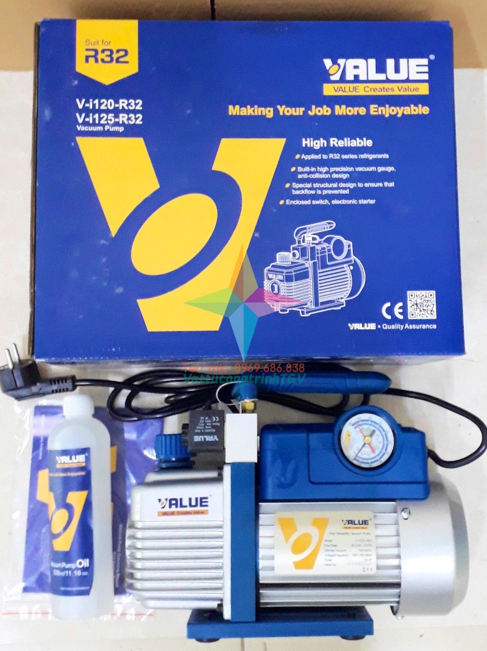 Máy hút chân không VALUE V-i125-R32  công suất 3.0 CFM