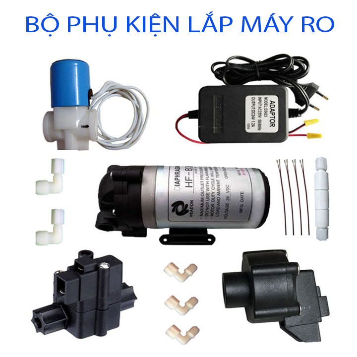 Bộ phụ kiện dùng cho máy lọc nước (Bơm+van áp cao+áp thấp+van từ+nguồn 24V+van xả thải)