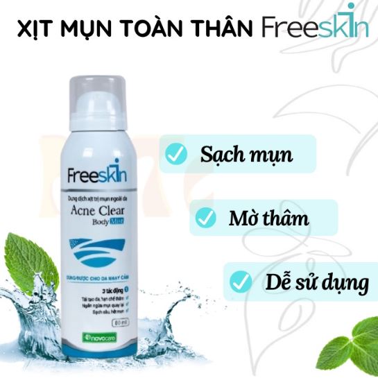 [80ML] XỊT MỤN LƯNG FREESKIN ACNE CLEAR BODY MIST