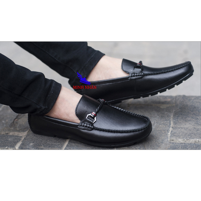 Giày lười nam DA BÒ giày mọi nam da bò cao cấp mẫu mới nhất 2022 Xưởng giày Minh Nhân Giày xỏ nam tiện lợi phù hợp lái xe thời trang hàng hiệu giá rẻ M-9  màu đen và nâu