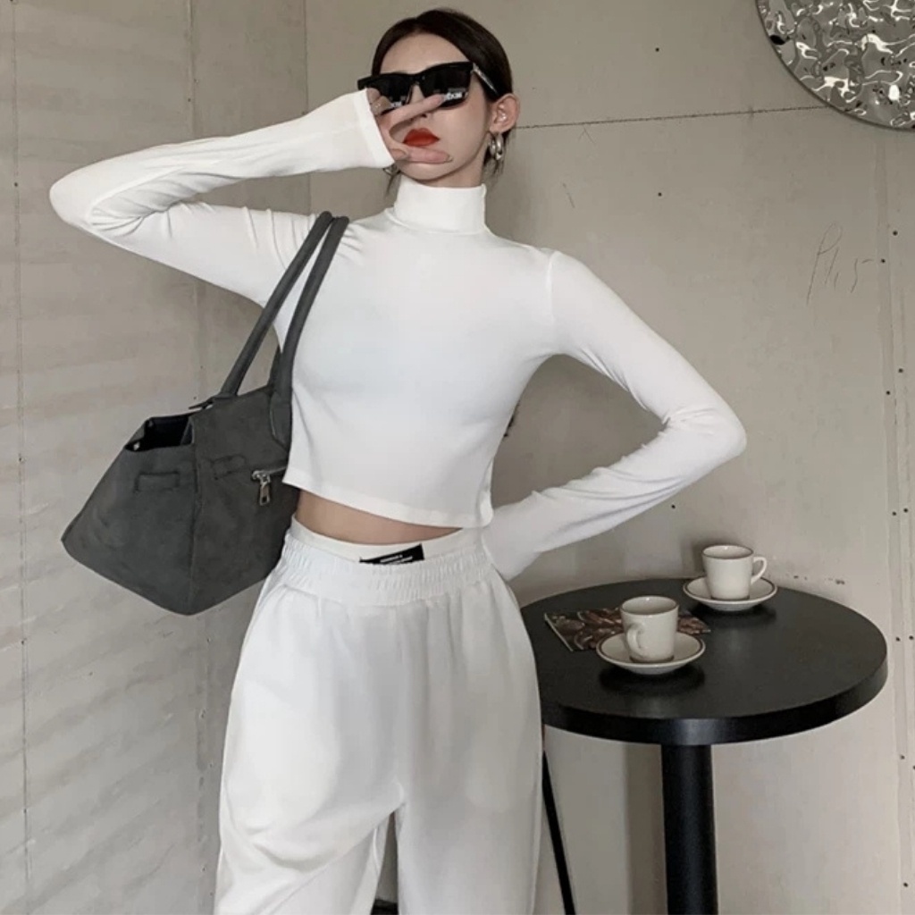 áo croptop dài tay cổ lọ