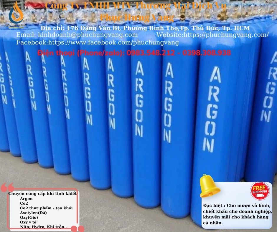 Bình khí Argon 14 LÍT - Gồm Bình Đã Bơm Đầy Khí