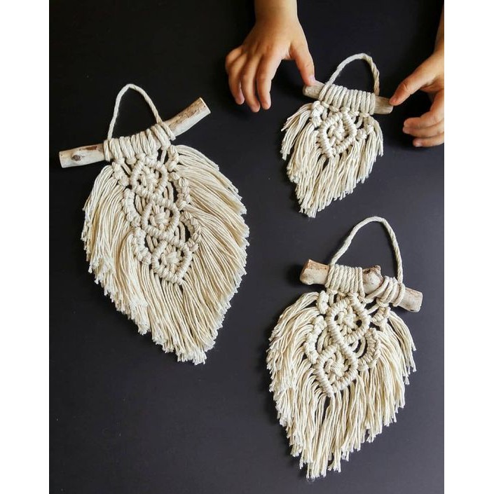 Thanh gỗ tự nhiên làm macrame 15cm