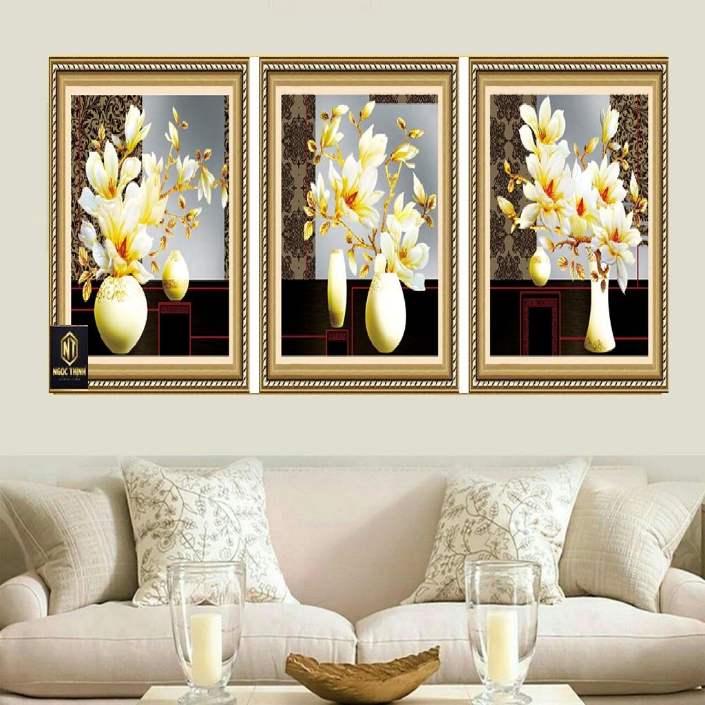 Tranh đính đá Hoa lan khoe sắc LV147 kích thước 150x50cm