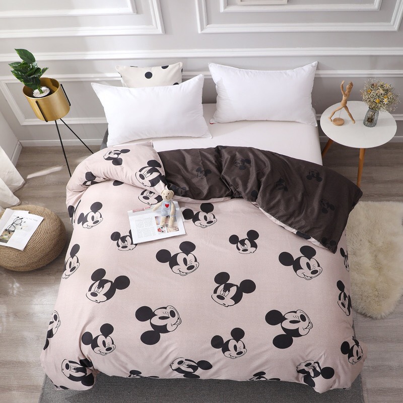 Trọn Bộ 4 Món Cotton Poly Nhập Mẫu MICKEY GHI