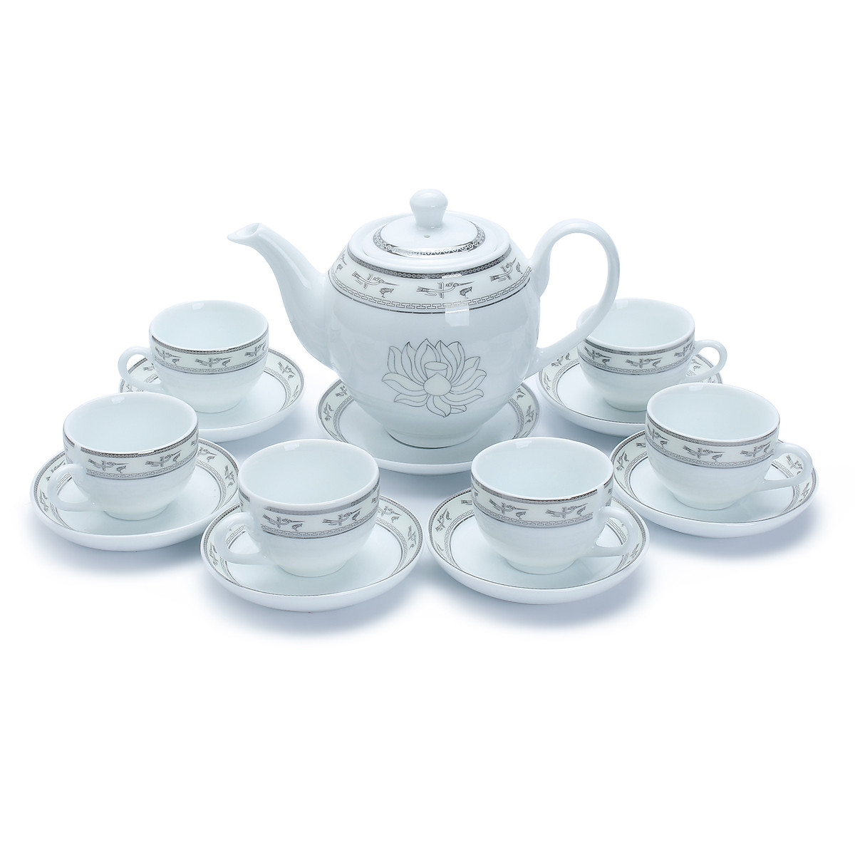 Bộ bình trà chim lạc gốm sứ bát tràng -t592-h
