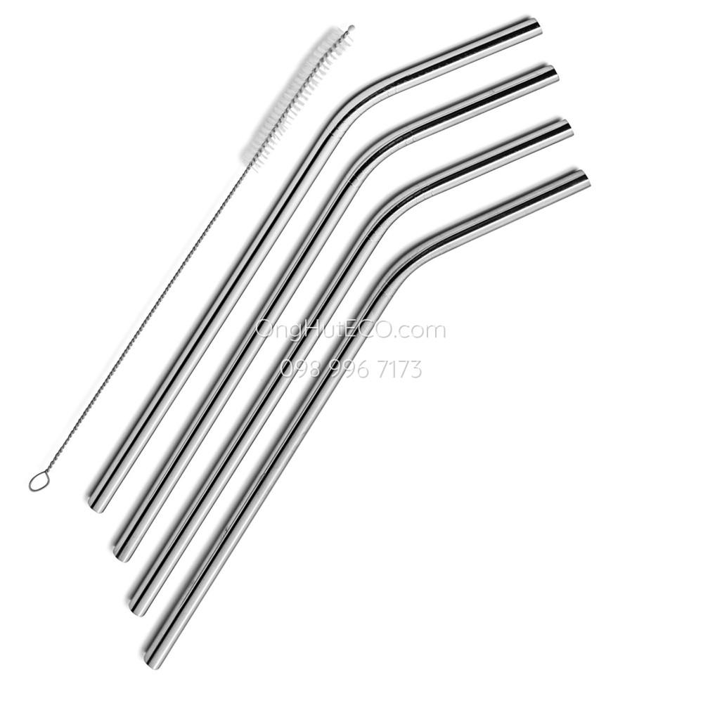 Bộ 4 Ống Hút Inox 304 + 1 Cọ Rửa Loại Cao Cấp Dày Dặn
