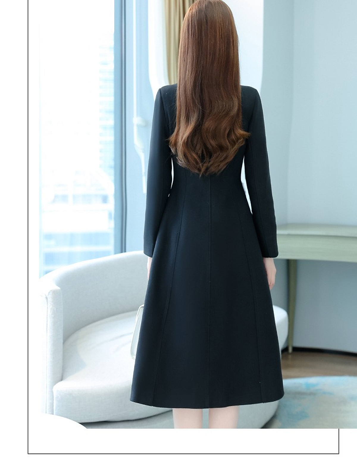 ÁO KHOÁC DẠ CỔ TRỤ DÁNG DÀI